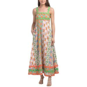 IRIS MAXI Sleeveless Checkered Maxi Dress
